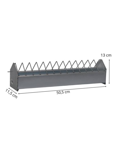 Mangeoire pour élevage de poussins, capacité 2 kg, longueur 0,5 m