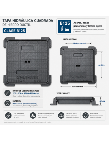Hydraulic manhole cover and frame B-125