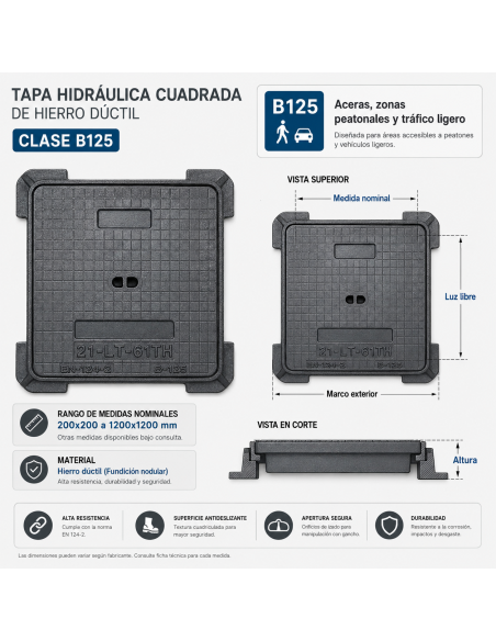 Hydraulic manhole cover and frame B-125