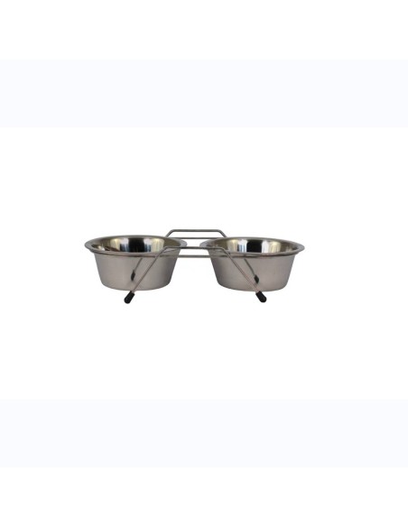 Mangeoire double avec support, capacité 0,45 l