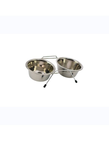 Mangeoire double avec support, capacité 0,45 l