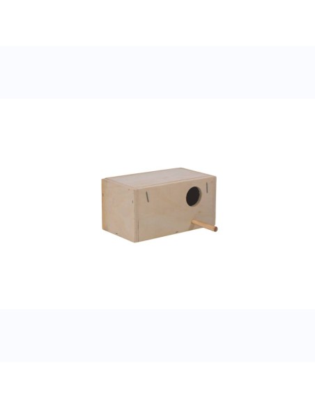 Nido de Madera para Periquitos (20x11x10 cm) – Refugio Especializado con Posadero