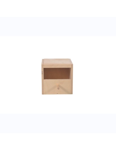 Nido de Madera para Isabelitas (15x15x15 cm) – Refugio Cúbico con Posadero