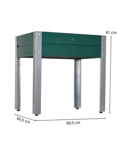 Mesa de cultivo lacada verde 80x60