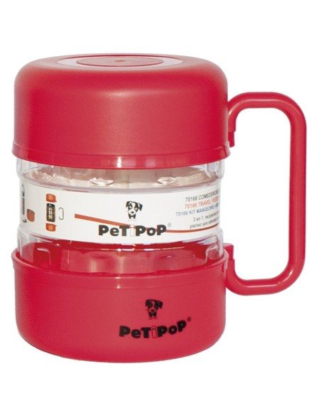 Set de Viaje 3 en 1 para Mascotas Petipop con Depósito de 1,5 L y 2 Platos Integrados de 0,5 L