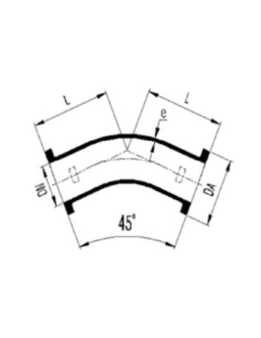 Cotovelo de flange duplo 45° PN16 flange...