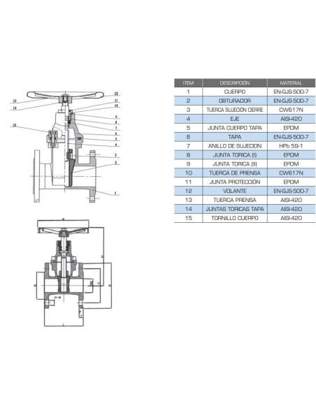Vanne à fermeture élastique F-5 en fonte ductile PN16