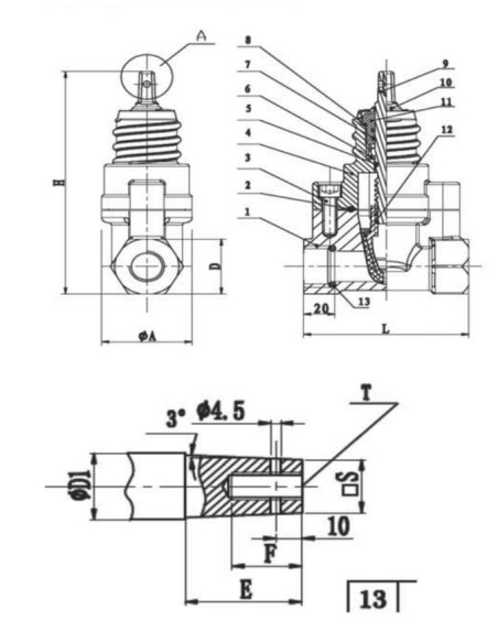 Válvula gaveta para conexão de ferro dúctil PN16