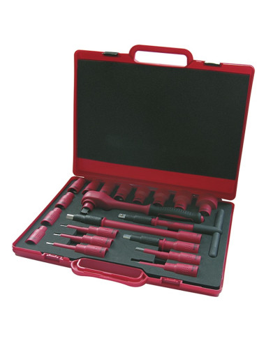 Suitcase with reversible ratchet wrenches 1000V...