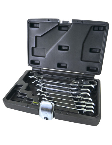 Fixed wrench set with articulated ratchet...