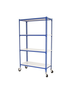 Estante SIMONCLICK PLUS Azul/Branca 4 prateleiras com rodas