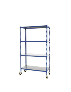 Estante SIMONCLICK PLUS Azul/Galva 4 prateleiras com rodas