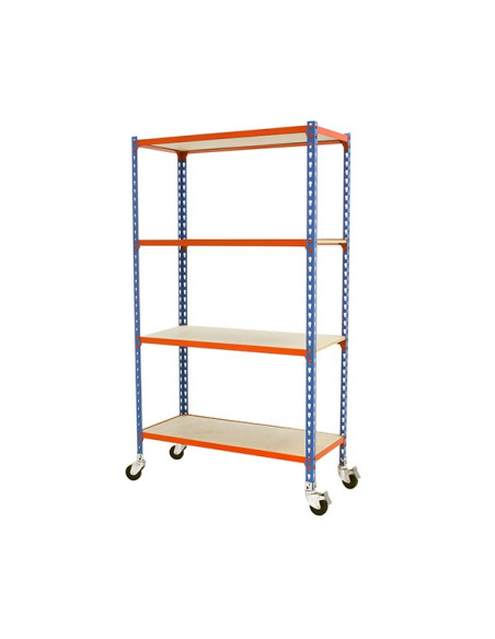 MADERCLICK MOBILE PLUS Azul/Naranja/Madera 4 estantes