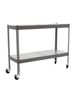 SIMONFORTE METAL Estante cinza/Galva com rodas 2 prateleiras