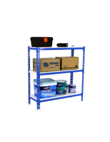 SIMONCLICK PLUS Prateleira de armazenamento azul/branca 3 prateleiras